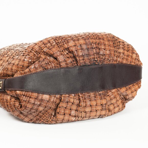 Escada SS/14 Brown Woven-Leather Hobo - Picture 5 of 13